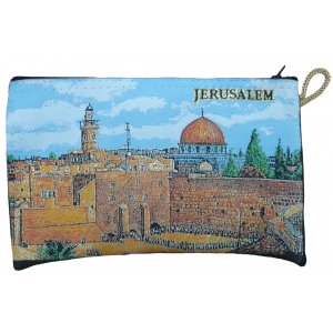 Jerusalem Fabric Purse, Lined & Zippered - Colorful Western Wall and Dome of Rock