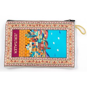 Embroidered Fabric Purse, Choice of Sizes - Colorful Jerusalem Design