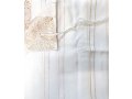 Acrylic Non-Slip Prayer Shawl, Checkerboard Textured Weave  White and Gold Stripes