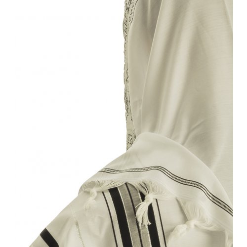 Acrylic Tallit Prayer Shawl with Black and Silver Stripes - Talitania