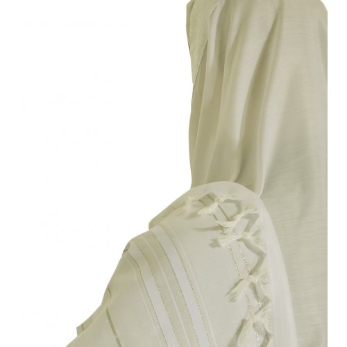 Acrylic Tallit Prayer Shawl with White and Silver Stripes - Talitania
