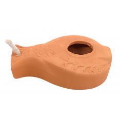 Biblical Style Clay Oil Lamp with Decorative Vine Engravings