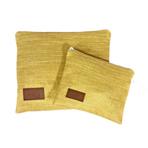 Ronit Gur Woven Fabric Tallit and Tefillin Bag Set, Leather Label  Golden Yellow