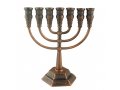 Seven Branch Bronze Menorah, Jerusalem Images - Choose 8.6 or 5.3 Height