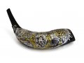 3-D Design Gold and Silver Decorative Rams Horn Shofar - Lion of Judah and Menorah