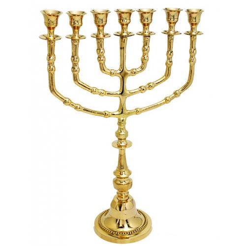 7 Branch Menorah Decorative - Gold Colored Brass 15