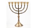 7-Branch Menorah, Dark Gold Brass with Antique Look - Choice 10