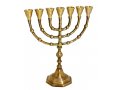 7-Branch Menorah, Dark Gold Brass with Antique Look - Choice 10