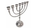 7-Branch Menorah with Engraved Branches, Pewter Covered Brass  Option 12