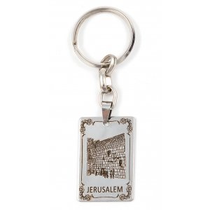 Dog Tag Key Ring with Western Wall in Frame - Stainless Steel