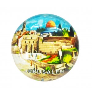 Western Wall View - Rounded Glass Magnet