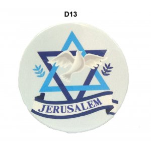 Blue Star of David and White Peace Dove - Ceramic Magnet