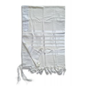 Lightweight Wool Non-slip Barak Prayer Shawl Tallit with White Stripes - Talitnia,