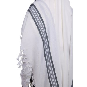 Hallel Non Slip Wool Non Shawl - Blue Stripes