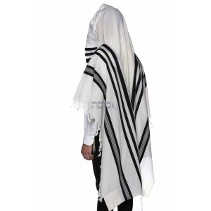 Modim Wool Classic Tallit Prayer Shawl - Black Stripes