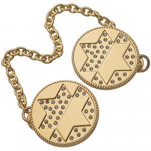Circular Prayer Shawl Tallit Clips with Star of David - Gold Color