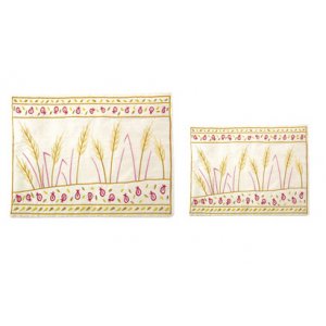 Emanuel Embroidered Prayer Shawl and Tefillin Bag Set - Golden Wheat Sheaves