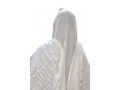 Acrylic Non-Slip Prayer Shawl, Checkerboard Textured Weave  White and Silver Stripes