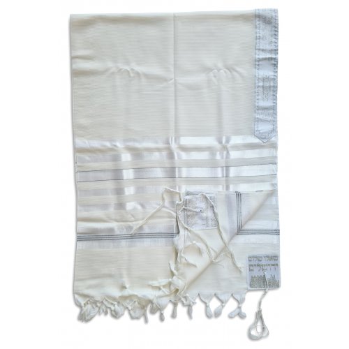 Barak Talitnia, Lightweight Wool Tallit Prayer Shawl Non-slip - Silver Stripes