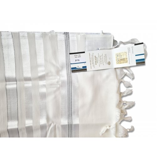 Barak Talitnia, Lightweight Wool Tallit Prayer Shawl Non-slip - Silver Stripes