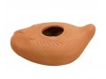 Biblical Style Clay Oil Lamp with Decorative Geometric Engravings