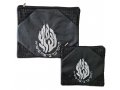 Black Faux Leather Tallit and Tefillin Bag Set, Embroidered - Breslev Flames