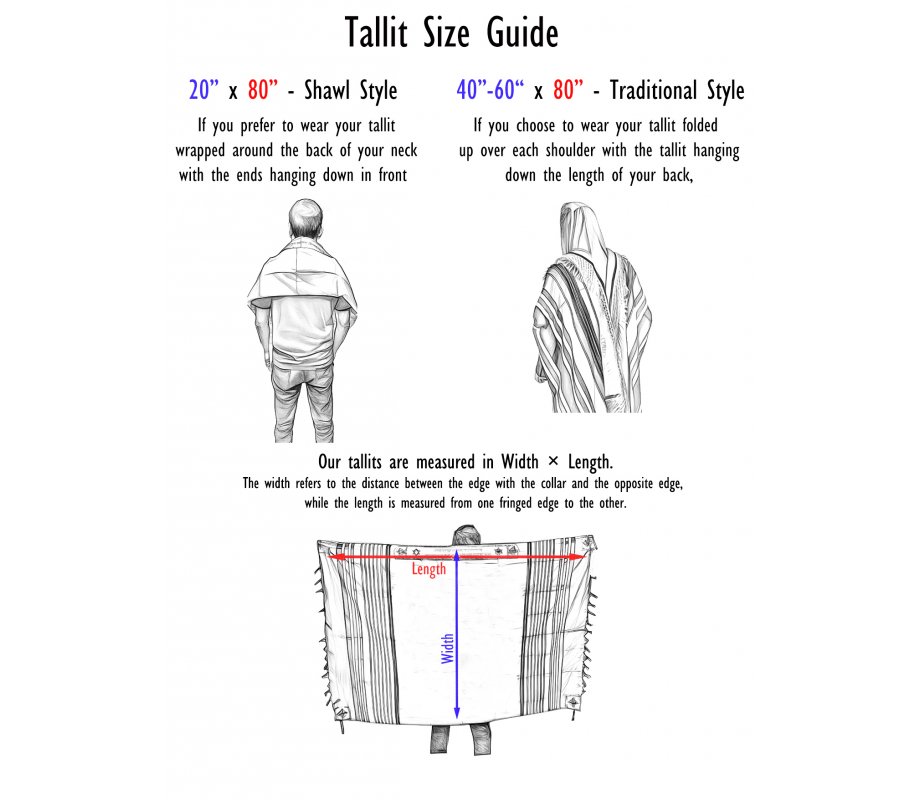 Black with Gold Stripes Wool Handwoven Prayer Shawl Set - Gabrieli