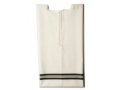 Boys and Mens White Wool Tallit Katan Without Center Fringes - Black Stripes