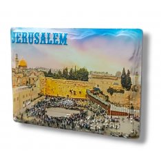 Ceramic Textured Magnet - Western Wall with Jerusalem of Gold