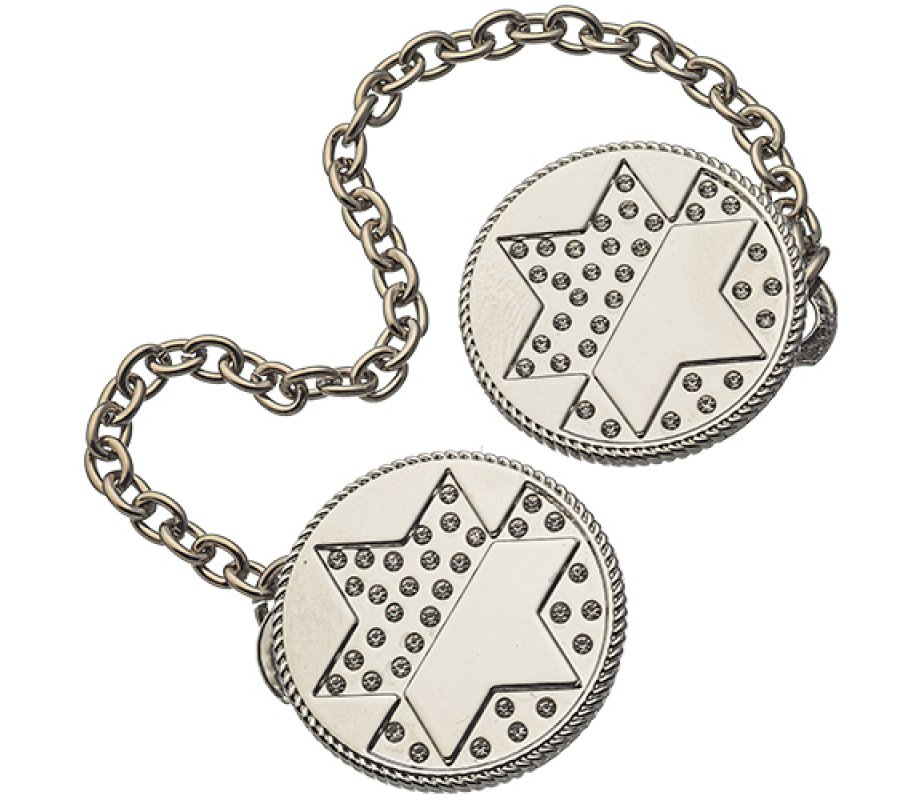 Circular Prayer Shawl Tallit Clips with Star of David - Nickel Plated