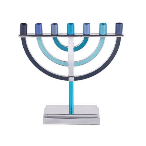 Classic Design Seven Branch Menorah, Blue - Yair Emanuel