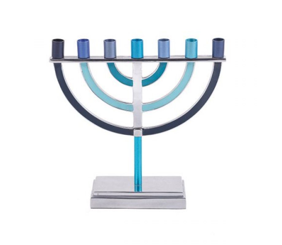 Classic Design Seven Branch Menorah, Blue - Yair Emanuel