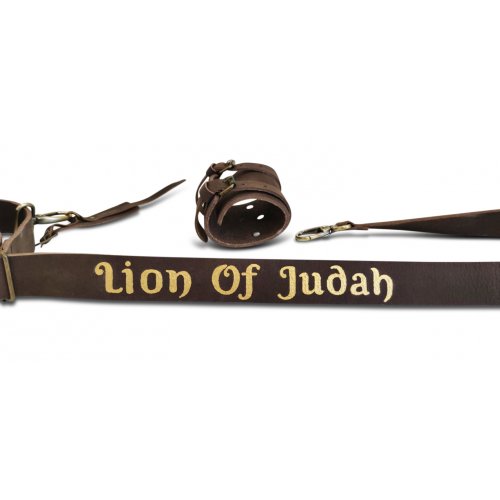 Custom Text Personalized Leather Shoulder Strap Carrying Yemenite Shofar Kudu Horn