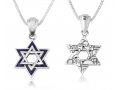 Double Star of David Pendant with Jerusalem Images on Reverse - Sterling Silver