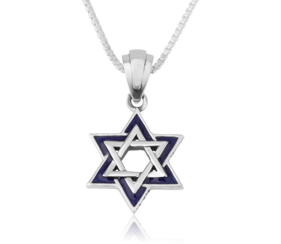 Double Star of David Pendant with Jerusalem Images on Reverse - Sterling Silver