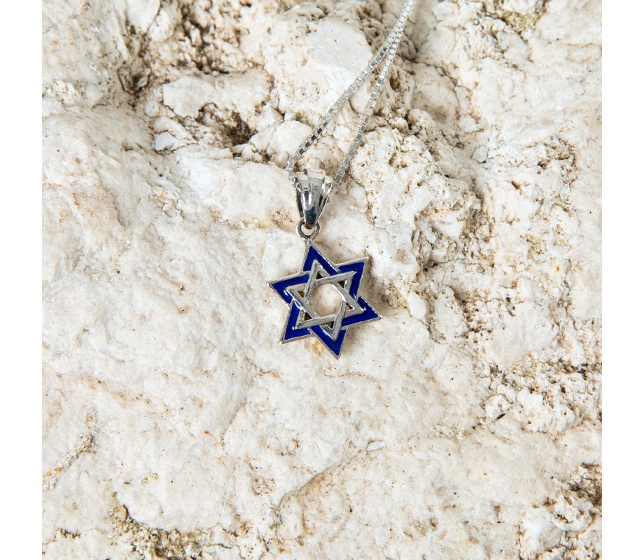 Double Star of David Pendant with Jerusalem Images on Reverse - Sterling Silver