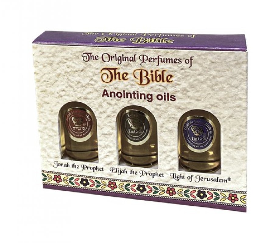 Ein Gedi Trio of Anointing Oil, Jonah, Elijah and Light of Jerusalem