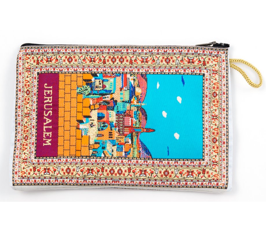 Embroidered Fabric Purse, Choice of Sizes - Colorful Jerusalem Design
