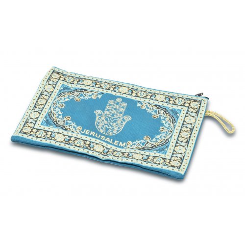 Embroidered Fabric Purse, Hamsa with Oriental Design  Teal
