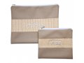 Faux Leather Tallit and Tefillin Bag Set, Crocodile Design - Two Tone Taupe