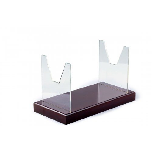 Folding Acrylic Shofar Stand with Wood Base for Yemenite Kudu Horns 24