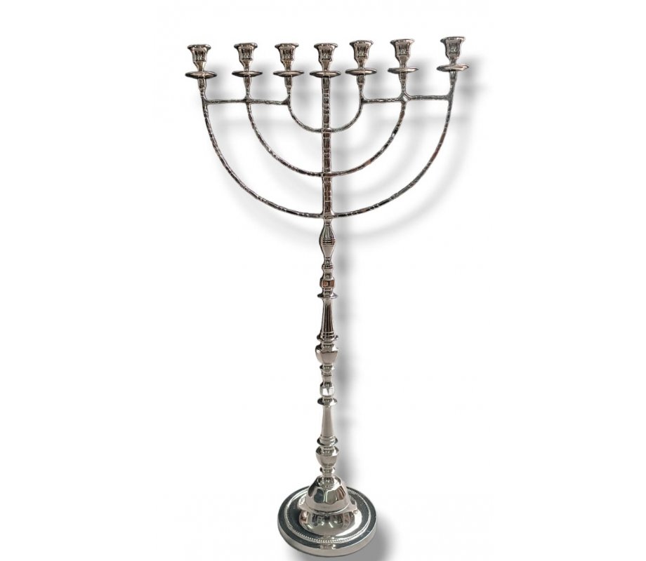Giant Sized 7-Branch Menorah, Classic Curving Branches on Slender Stem - 39