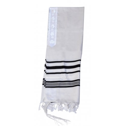 Gilboa Lightweight Wool Prayer Shawl with Black Stripes - Talitania