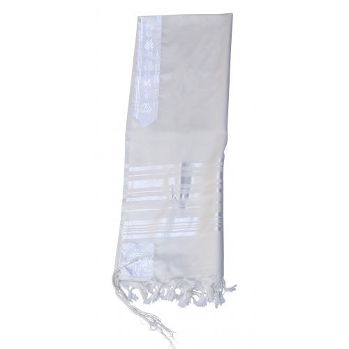 Gilboa Lightweight Wool Prayer Shawl with White Stripes - Talitania