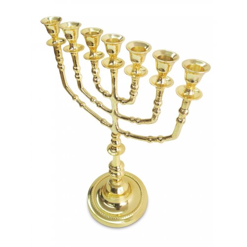 Gleaming Gold Brass Decorative Seven Branch Menorah - 15