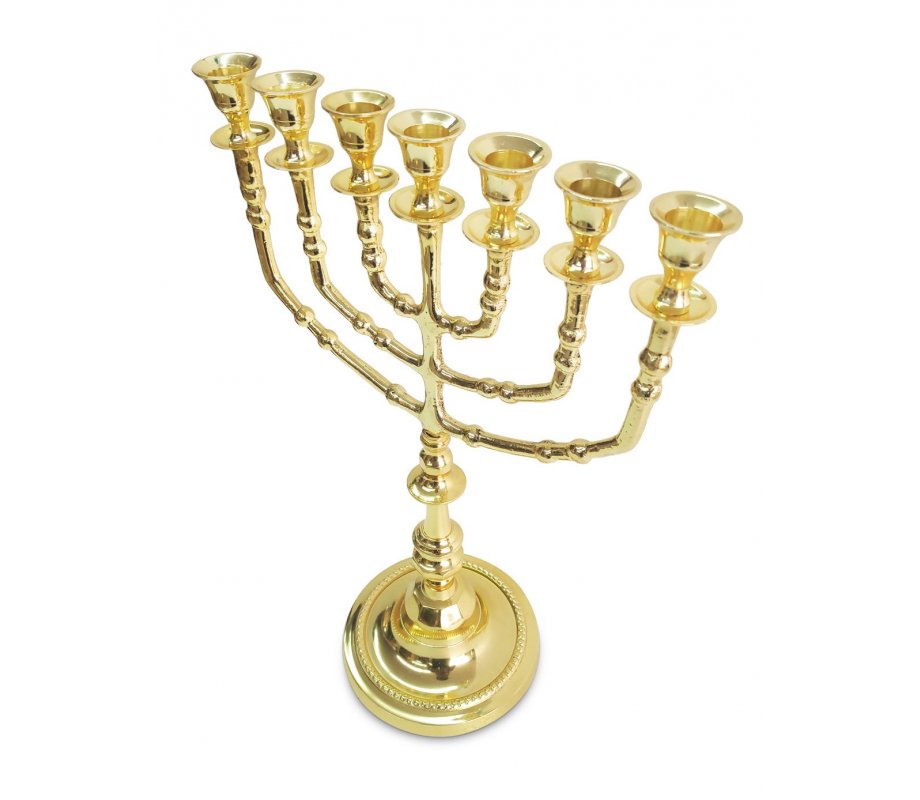 Gleaming Gold Brass Decorative Seven Branch Menorah - 15