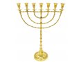 Gleaming Gold Brass Extra Large Seven Brass Menorah, Decorative - 22