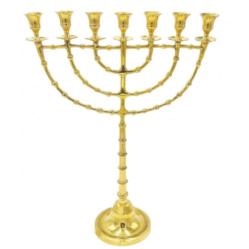Gleaming Gold Brass Extra Large Seven Brass Menorah, Decorative - 22