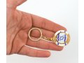 Gold Key Ring with Swivel Center  Decorative Blue and White Flag of Israel