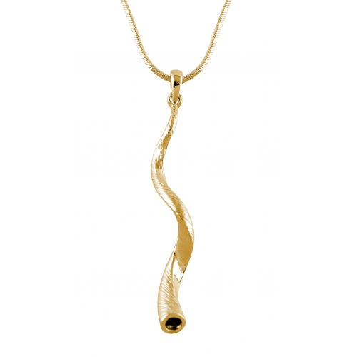 Gold Tone Kudu Yemenite Shofar Necklace Pendant Rhodium Plated